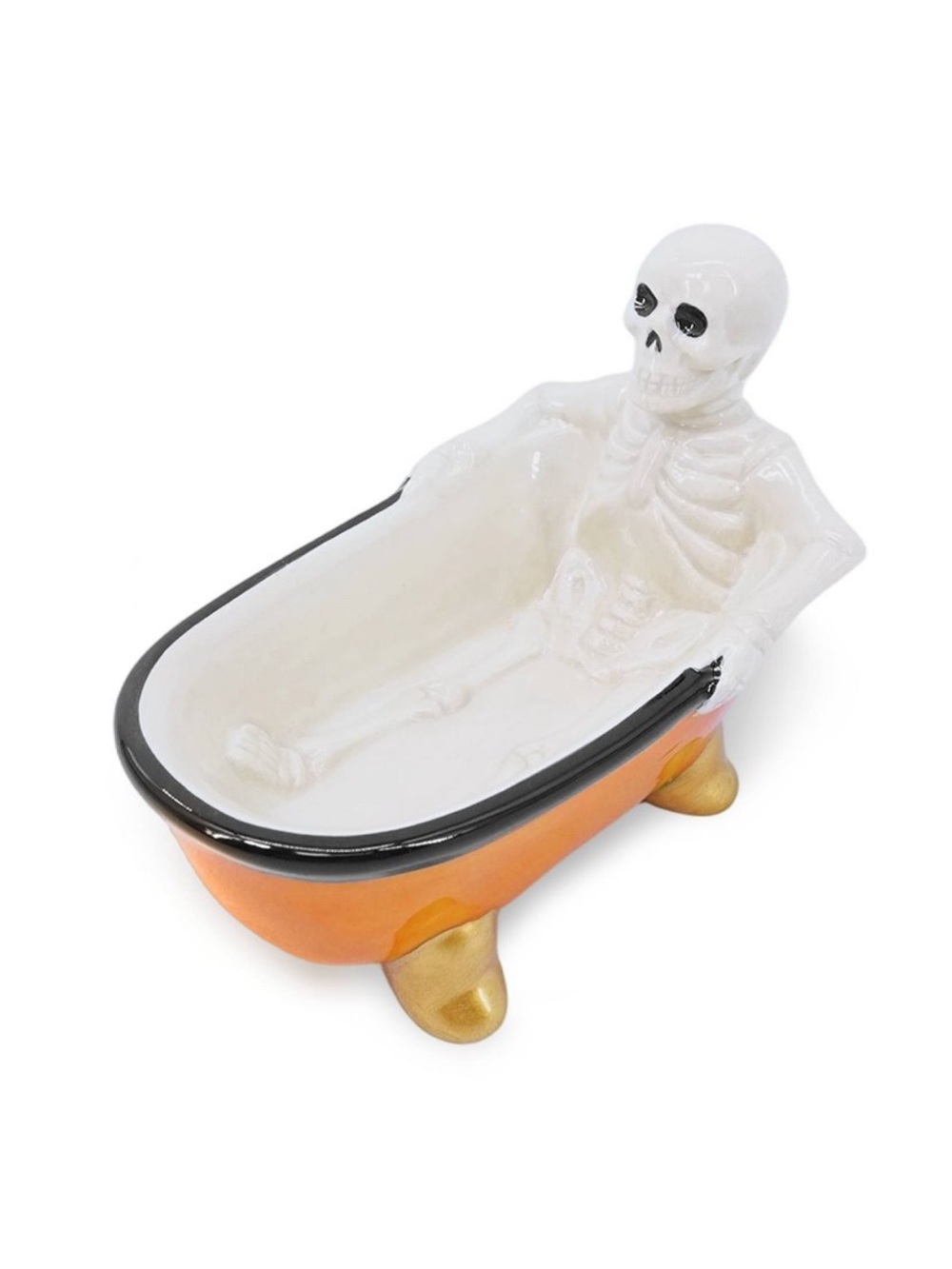 Skeleton in Bathtub Decorative Figurine Trinket Dish / Soap Holder Decor